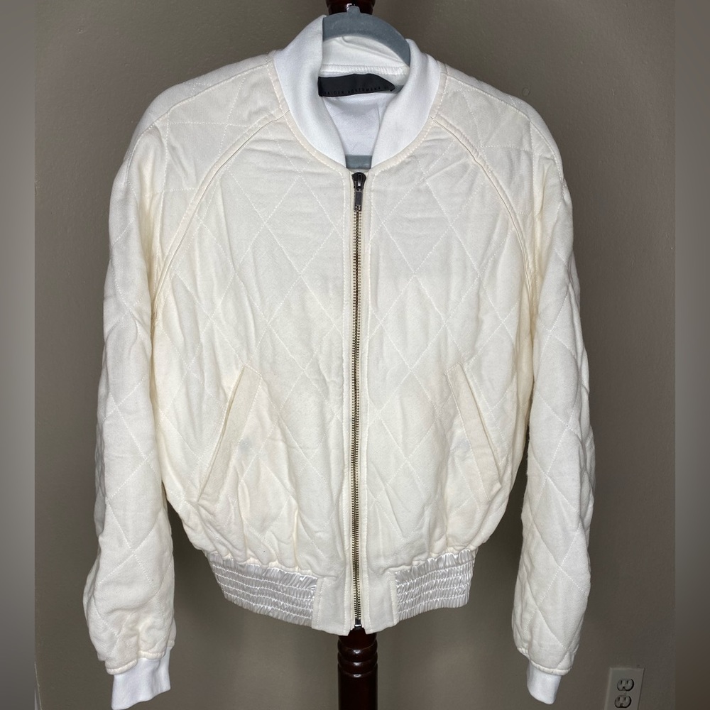 Haider Ackermann Diamond-quilted wool-twill bomber jacket, Size Medium